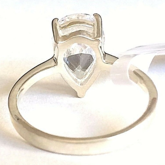 Sterling Silver Pear Cut Ring Size 7 9 10 Solitaire Engagement CubicZirconia 925 - Picture 7 of 8